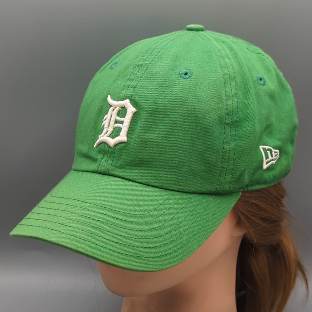 New Era Detroit Tigers Green White Logo Adjustable Hat Cap OSFA Strapback